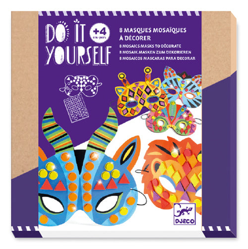 DJECO 8 Masques mosaïque Animaux de la jungle DIY à décorer : Chez