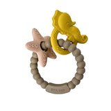 Pekaboo - Teething toy - Silicone ring seahorse starfish beige