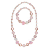 Pink pearl necklace and bracelet set