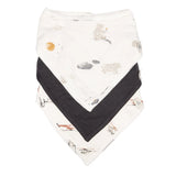 Perlimpinpin - Set of 3 small bamboo bibs - Moon-Charcoal-Hélicos