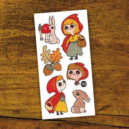 Pico - Tatouages temporaires - Promenade d'automne avec le chaperon rouge