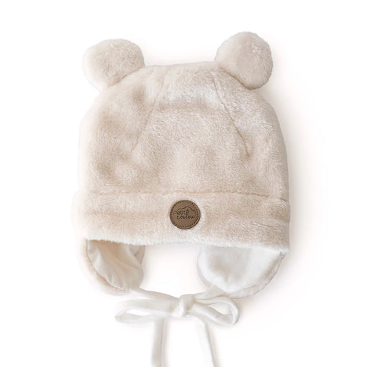 Petit Coulou - Tuque Ourson Minky - Crème