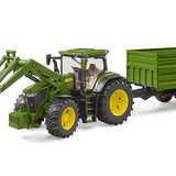 Bruder - John Deere 7R with front loader and trailer with tandem hitch